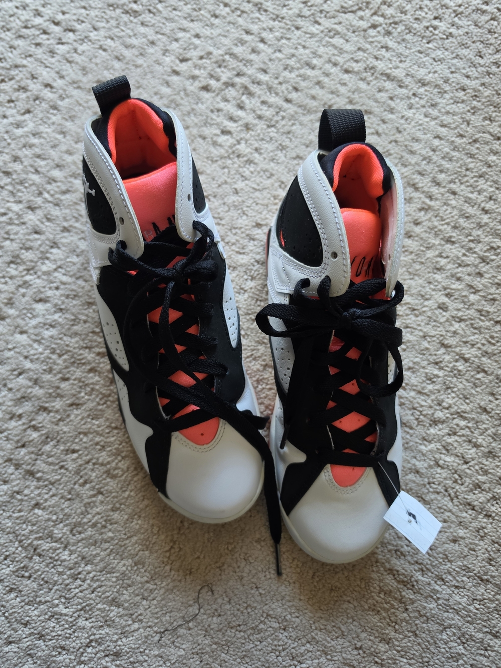 Jordan Kids White, Black & Neon Coral High-Top Sneakers